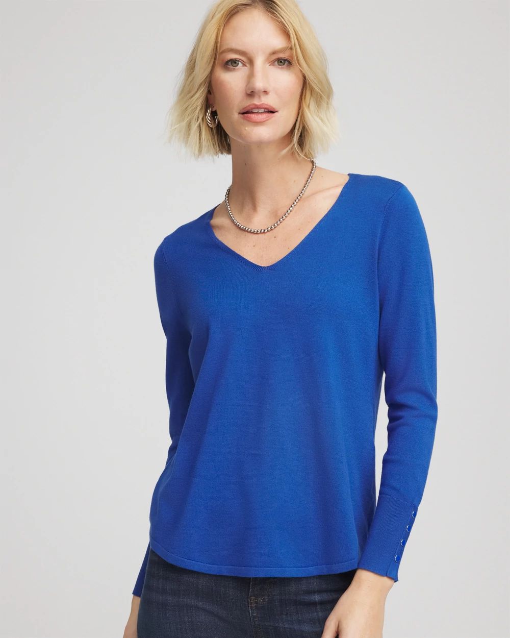 トップス eLLa scallop canon loop pullover(navy) Ella V-Neck Pullover Sweater | Chico's